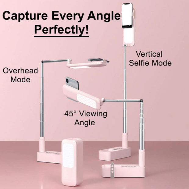 Portable Retractable Wireless Dimmable LED Selfie Fill Light Lamp For Live Video Phone Holder Stand
