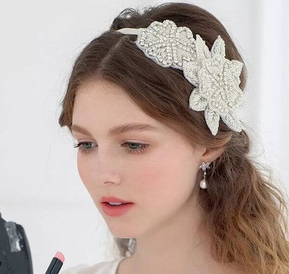 Sweet princess bridal headgear handmade crystal inlaid rhinestone flower cloth headband hair ornament